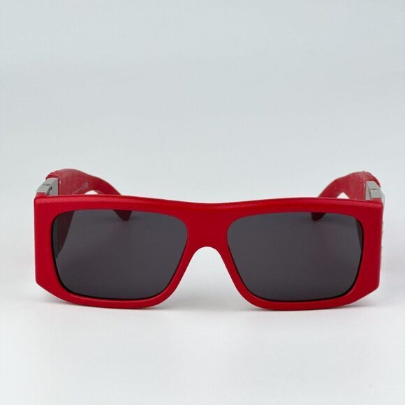 NEW Givenchy GV40034I  66A Red Leather Grey Unisex Geometric Sunglasses - Picture 6 of 12